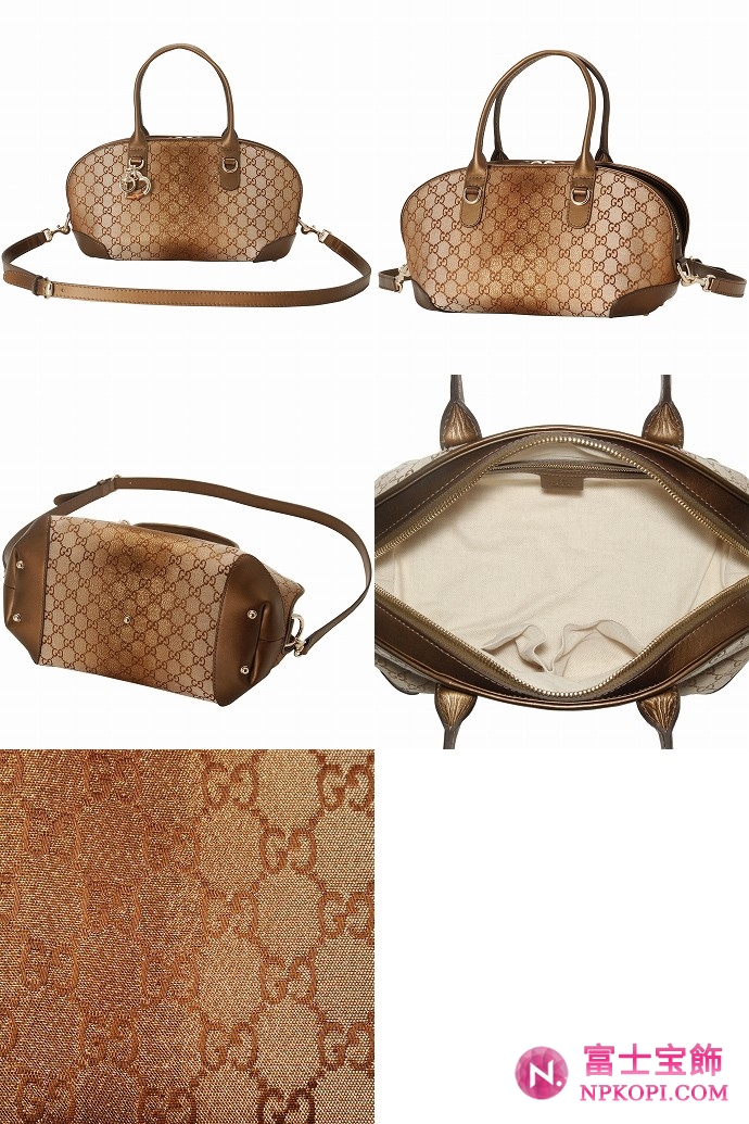 GUCCI/グッチ HEART BITラメキャンバスGG柄チャーム付きバンブーディテールハンドバッグ 269955 F851G 9720 
